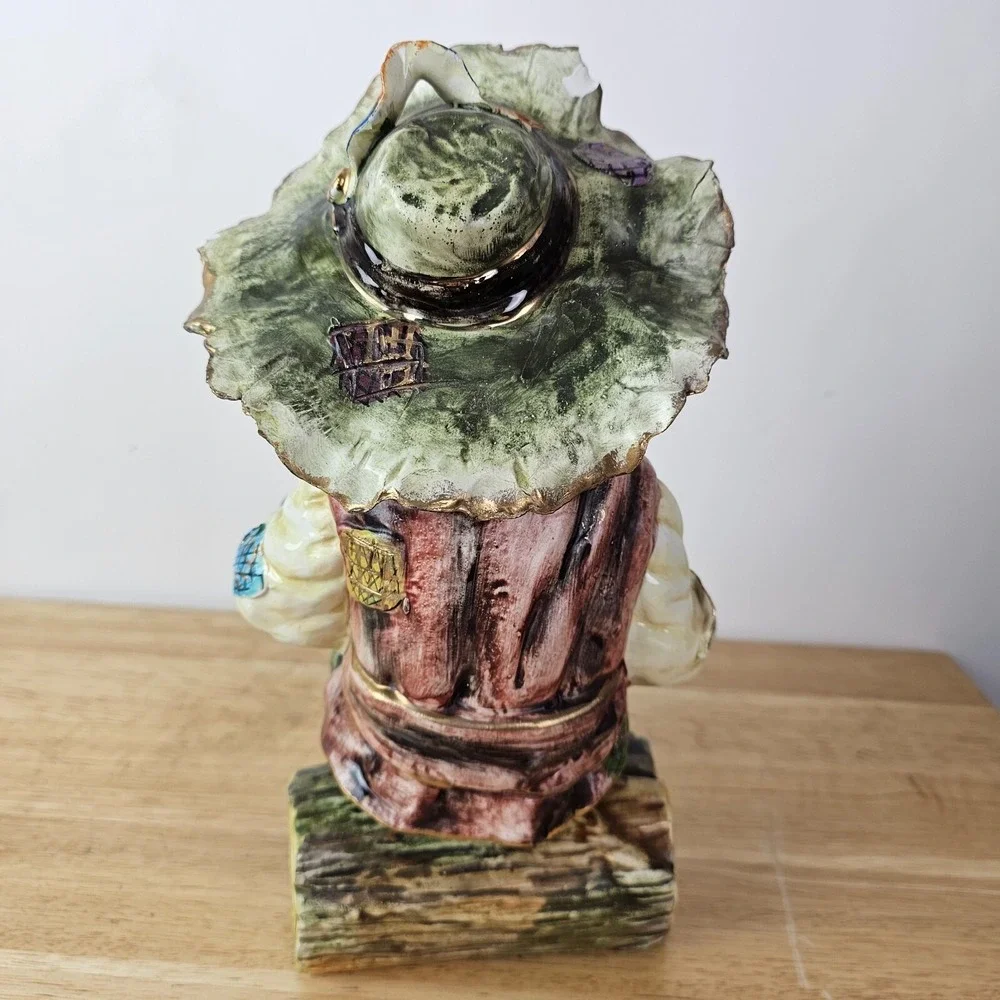 Vintage Italy Boy With Accordion Figurine Hand Painted Capodimonte‎ Style Green